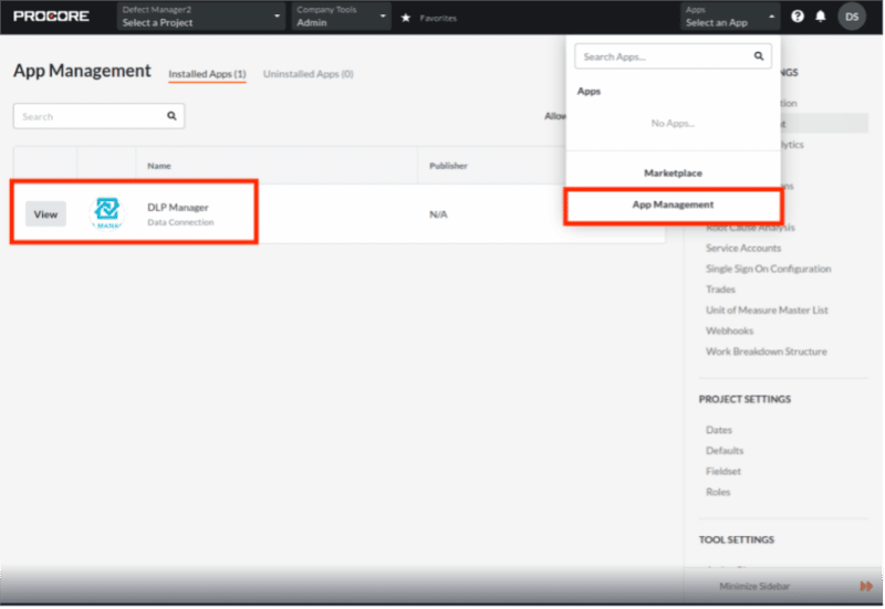 Procore Integration DLP Manager
